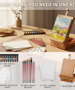 Alternative view of Falling in Art 27 Pcs Beechwood Tabletop Easel Box Set | Portable Acrylic Painting Easel Kit with Paints. Canvas and Brushes. Suitable for Beginners and Professionals